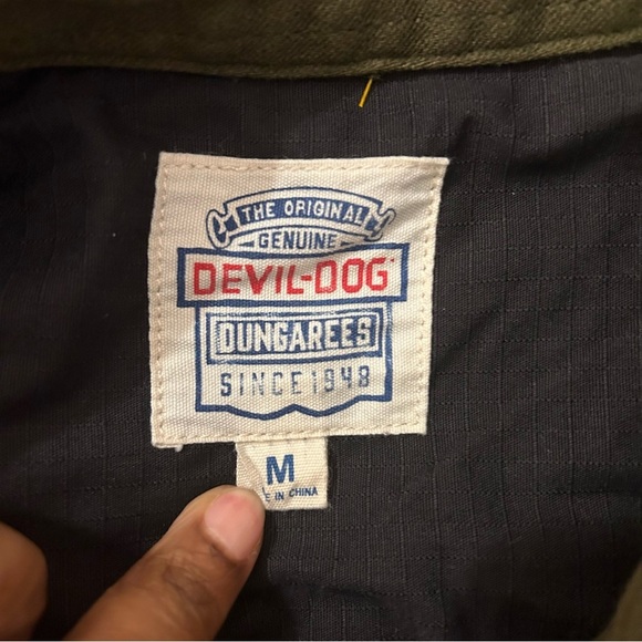 Devil-Dog Dungarees Button Down Shirt Men's Casual Green Size Medium - Picture 4 of 8